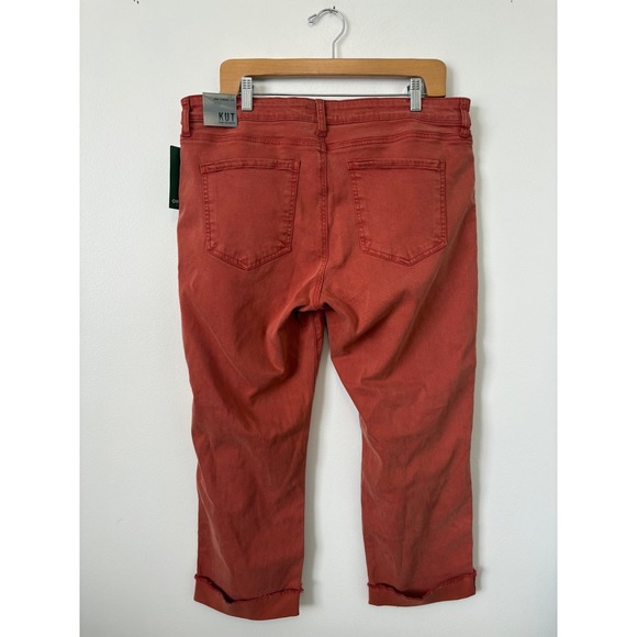 KUT From the Kloth Amy Crop Straight Leg Roll-Up Jeans – Burnt Orange – Size 16 - Picture 5 of 7